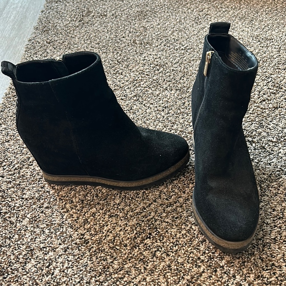 DKNY black wedge boots. Size 7.5
